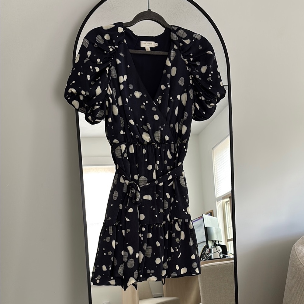 Ted Baker Black and White Polka Dot Mini Dress